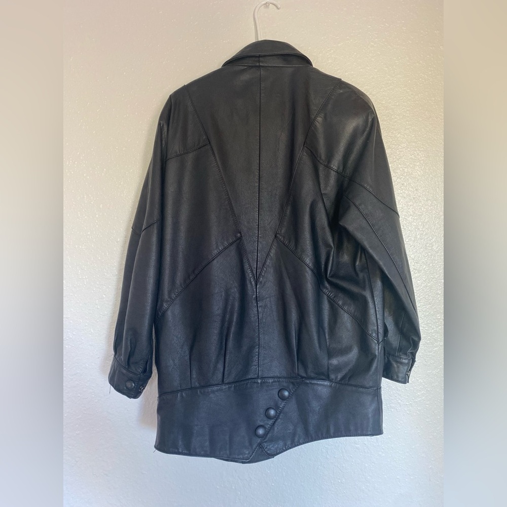 Wilson’s Men/ Women's Black Oversized Leather Jacket - Picture 6 of 10